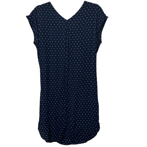 Madewell Navy Polka Dot Cap Sleeve Dress Size S 100% Viscose Pullover Minimalist - Picture 2 of 8